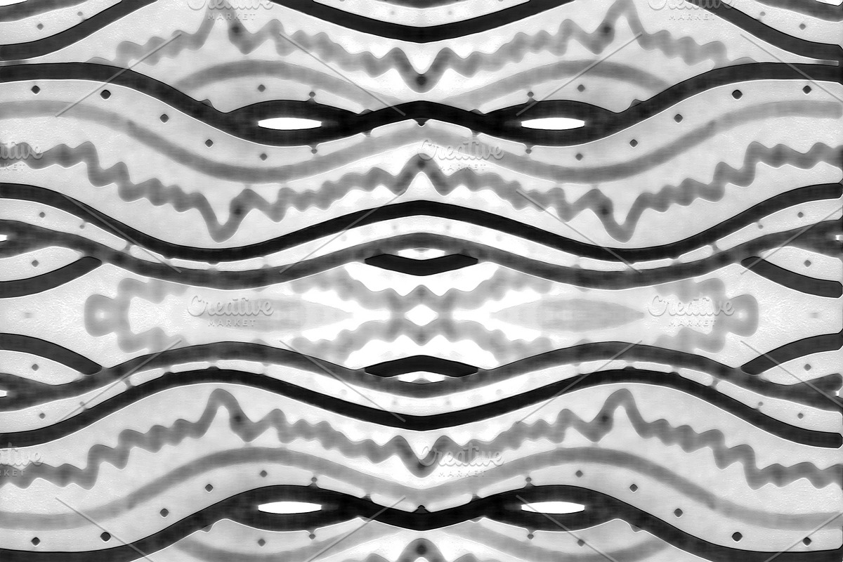 Black and White Wavy Tribal Seamless in Patterns - product preview 8