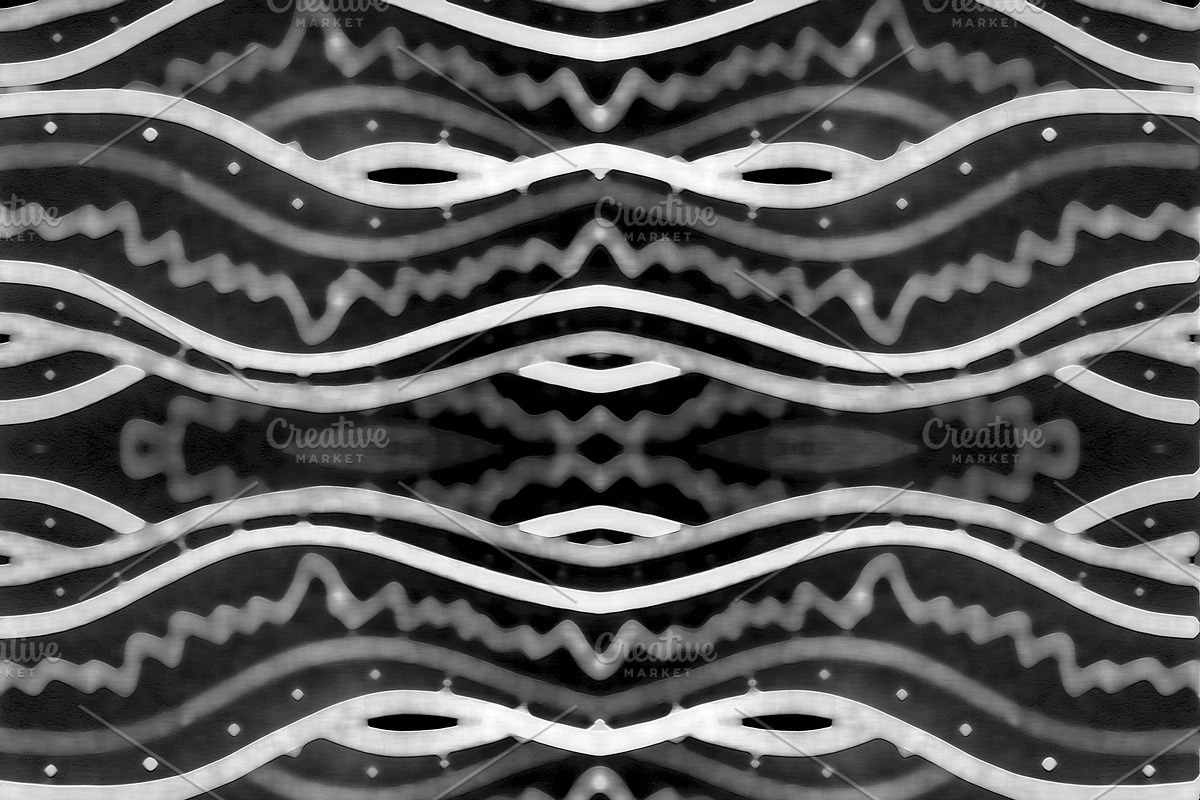 Black and White Wavy Tribal Seamless in Patterns - product preview 8