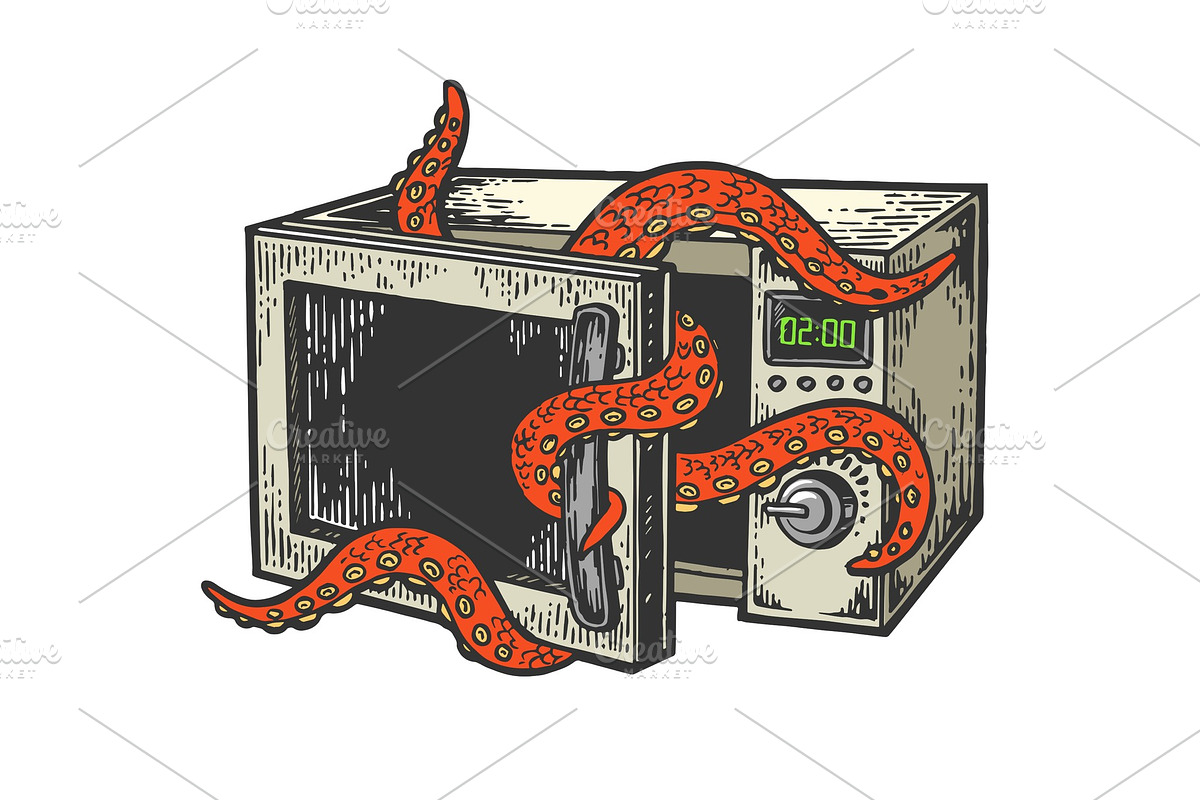 Octopus microwave oven color sketch in Illustrations - product preview 8