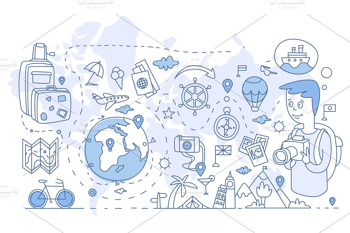 Travel Around the World. Vector in Illustrations - product preview 8
