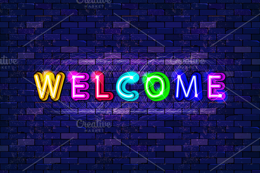 Neon Welcome letters