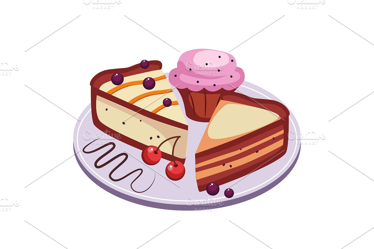 Pie and Cupcake with Cherries in Objects - product preview 8