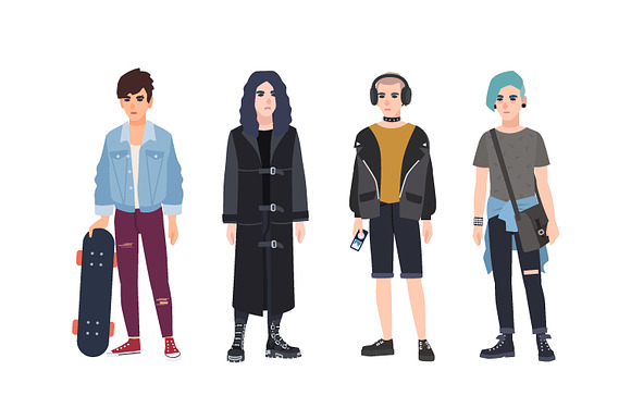 Informal teenagers set in Illustrations - product preview 1