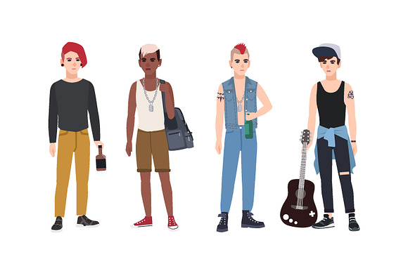 Informal teenagers set in Illustrations - product preview 2