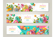 Easter banners with ornate eggs