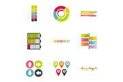 Business analyst icons set, flat