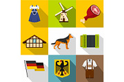 Republic of Germany icons set, flat