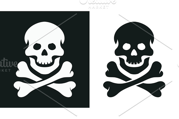 Skull and bone. Jolly Roger. Pirate.