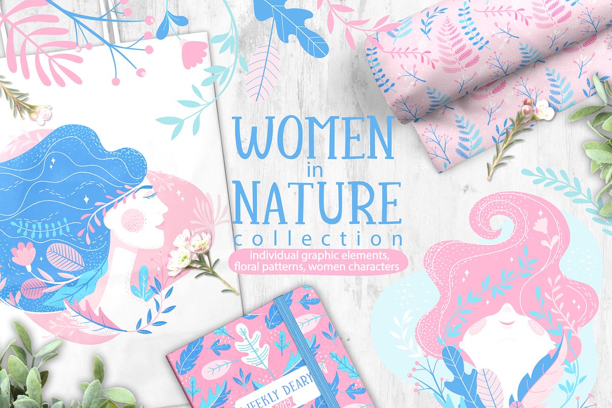 Women in nature. in Illustrations - product preview 8
