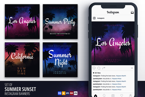 Summer Sunset Instagram banners