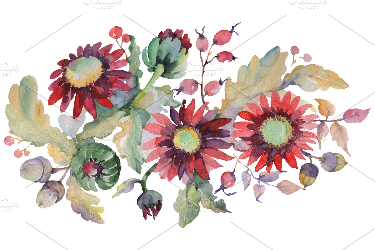 Autumn Bouquet with sunflowers in Illustrations - product preview 8