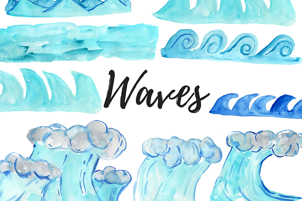 Watercolor Waves Clipart