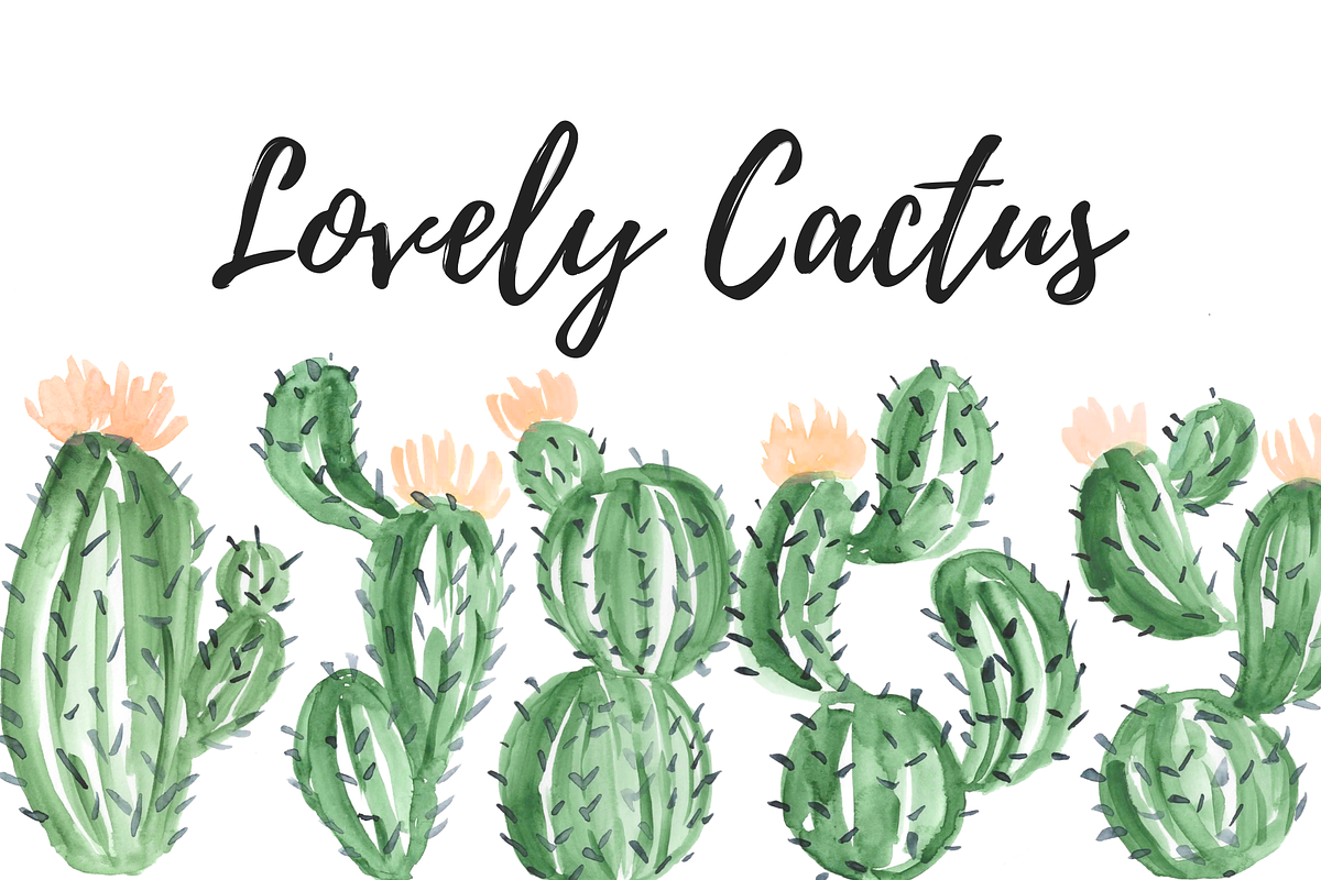 Watercolor Cactus Clipart in Illustrations - product preview 8