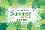 Summer sale banner with leafs Vector