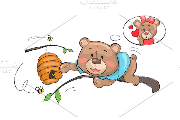Male Bear Going Take Honey from Hive