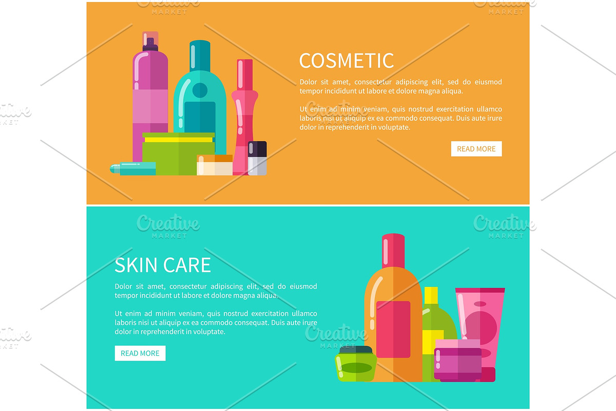 Two Cosmetic Skin Care Cards Vector in Illustrations - product preview 8