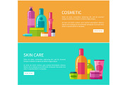 Two Cosmetic Skin Care Cards Vector
