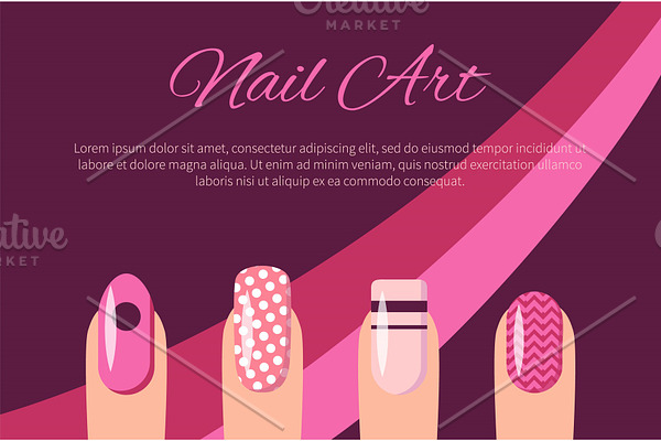 Nail Art Multicolored Poster Vector