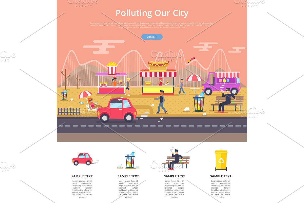 Polluting Our City Poster Vector in Illustrations - product preview 8