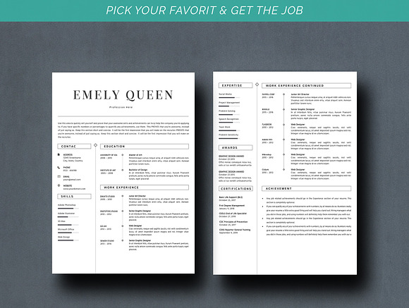 Resume Template 4 Page + References in Letter Templates - product preview 3
