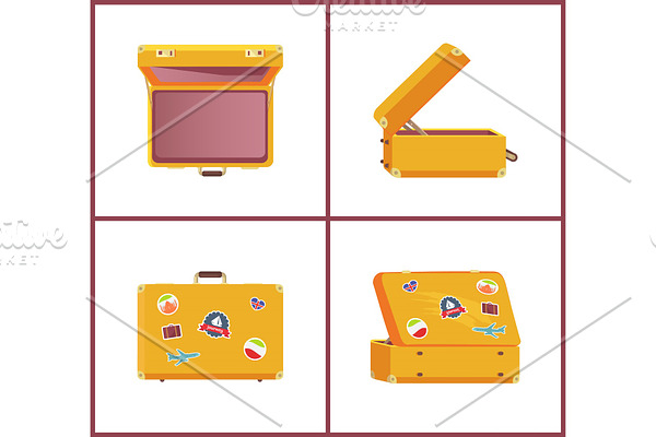 Set of Retro Suitcases Different