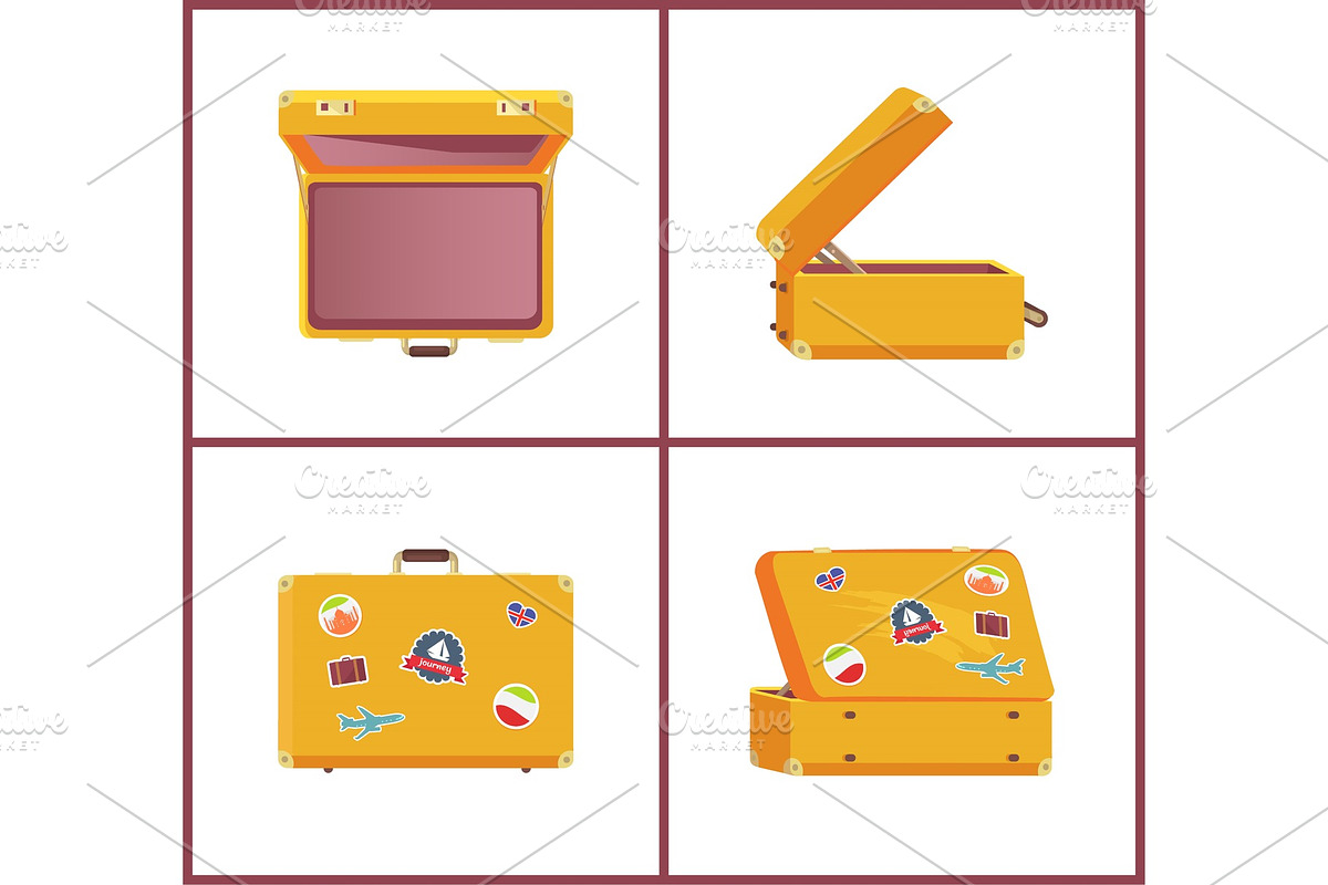 Set of Retro Suitcases Different in Objects - product preview 8