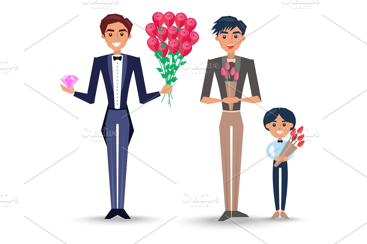 Male Characters with Bouquets in Objects - product preview 8