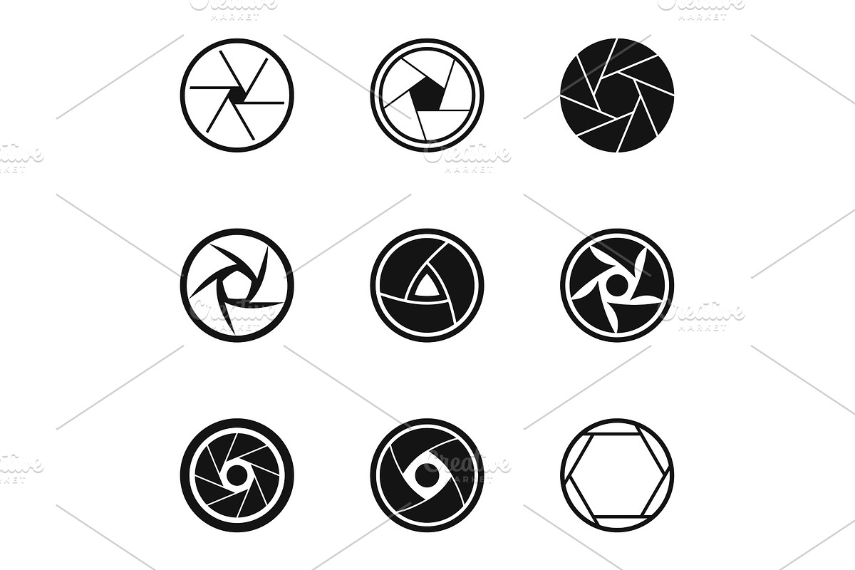 Aperture of camera icons set, simple in Objects - product preview 8
