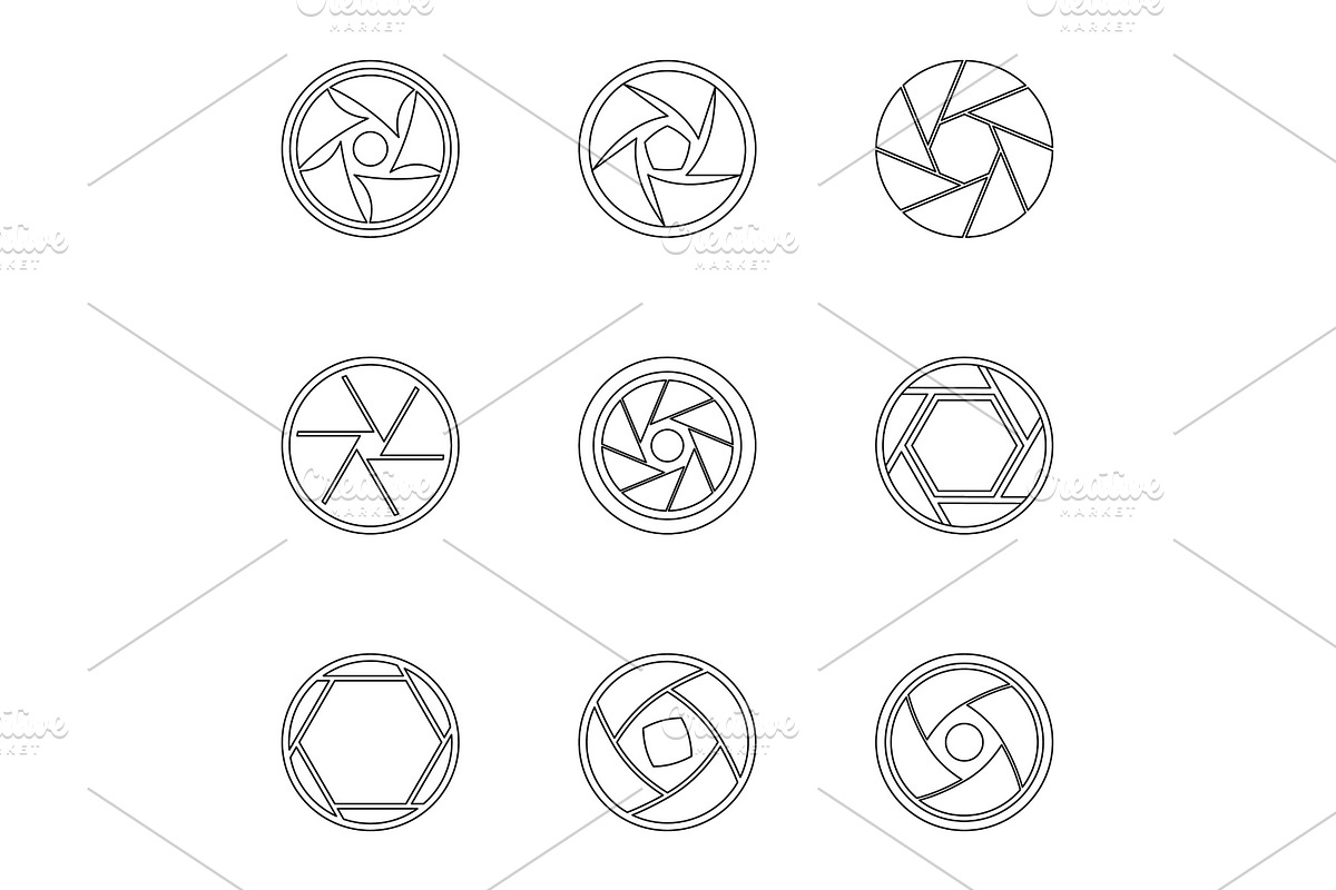 Types of aperture icons set, outline in Objects - product preview 8
