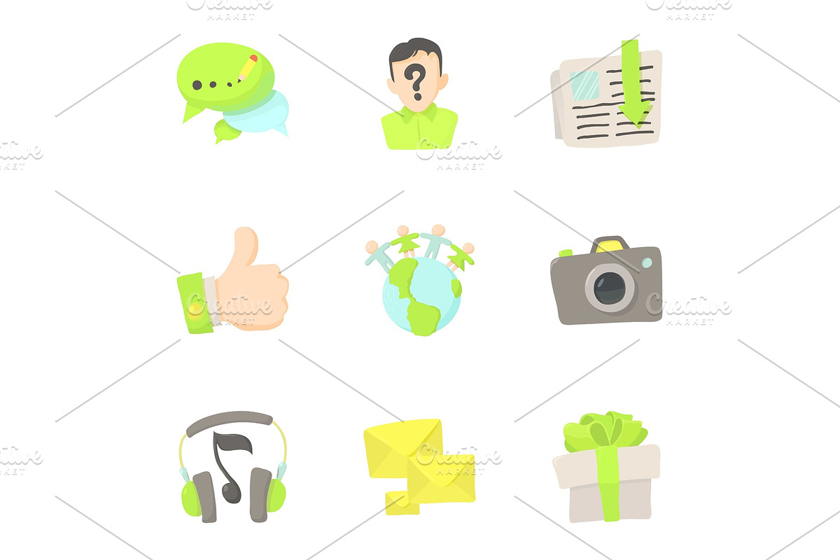 Communication in network icons set in Objects - product preview 8