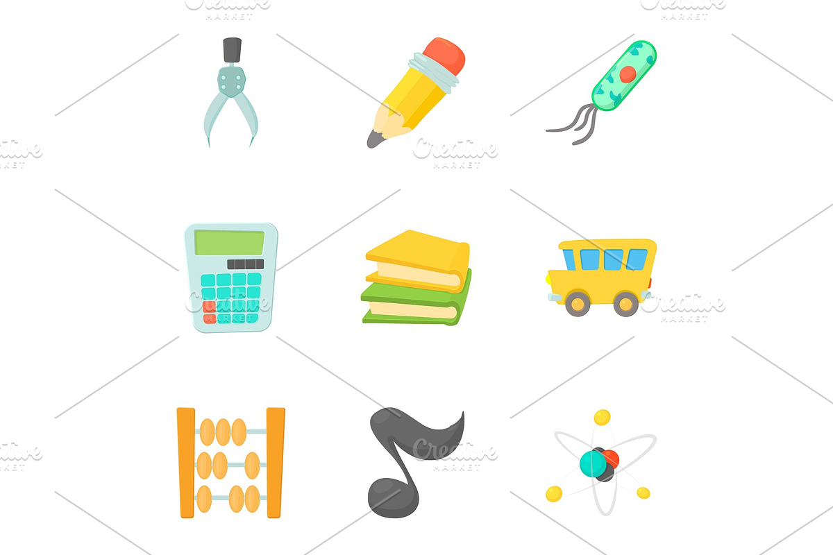 Schoolhouse icons set, cartoon style in Objects - product preview 8