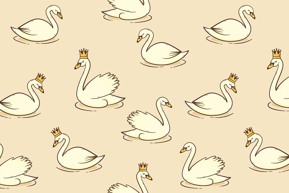 Swan vector seamless pattern in Patterns - product preview 8