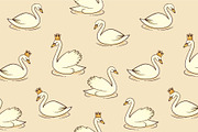 Swan vector seamless pattern