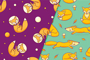 Foxes seamless patterns