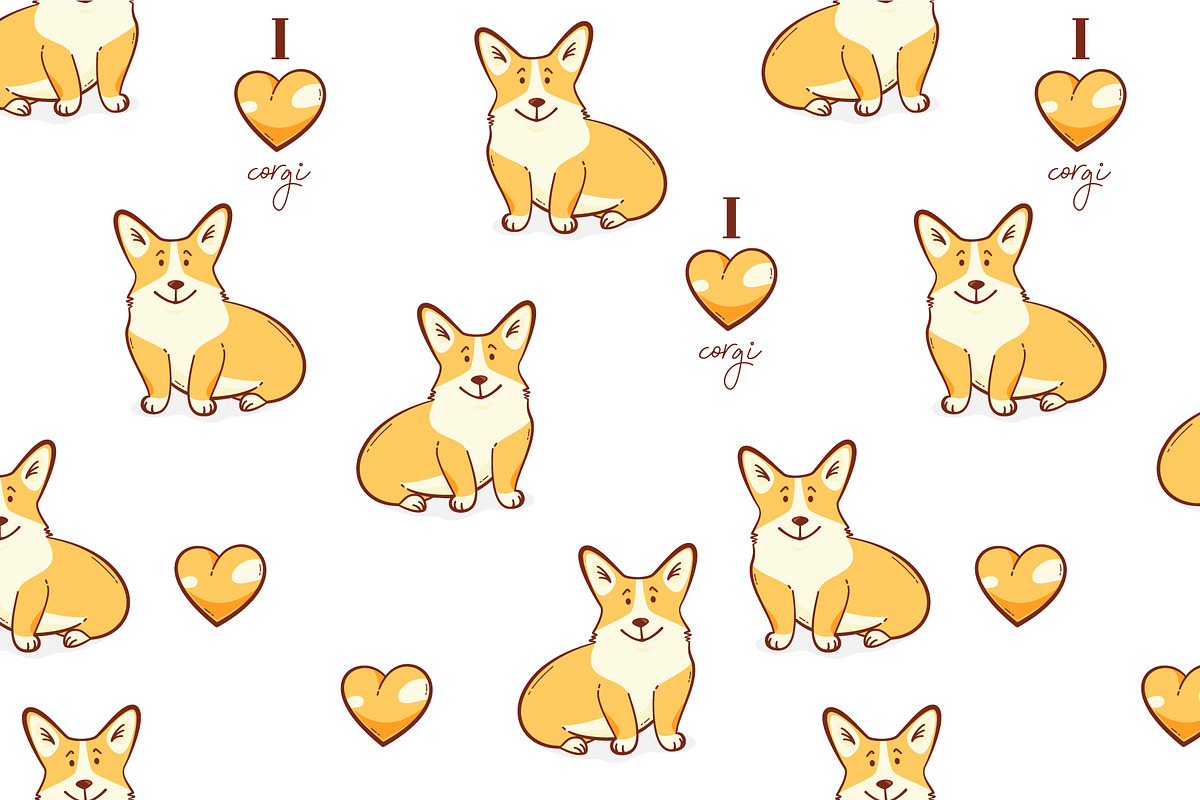 Welsh corgi dog pattern in Patterns - product preview 8
