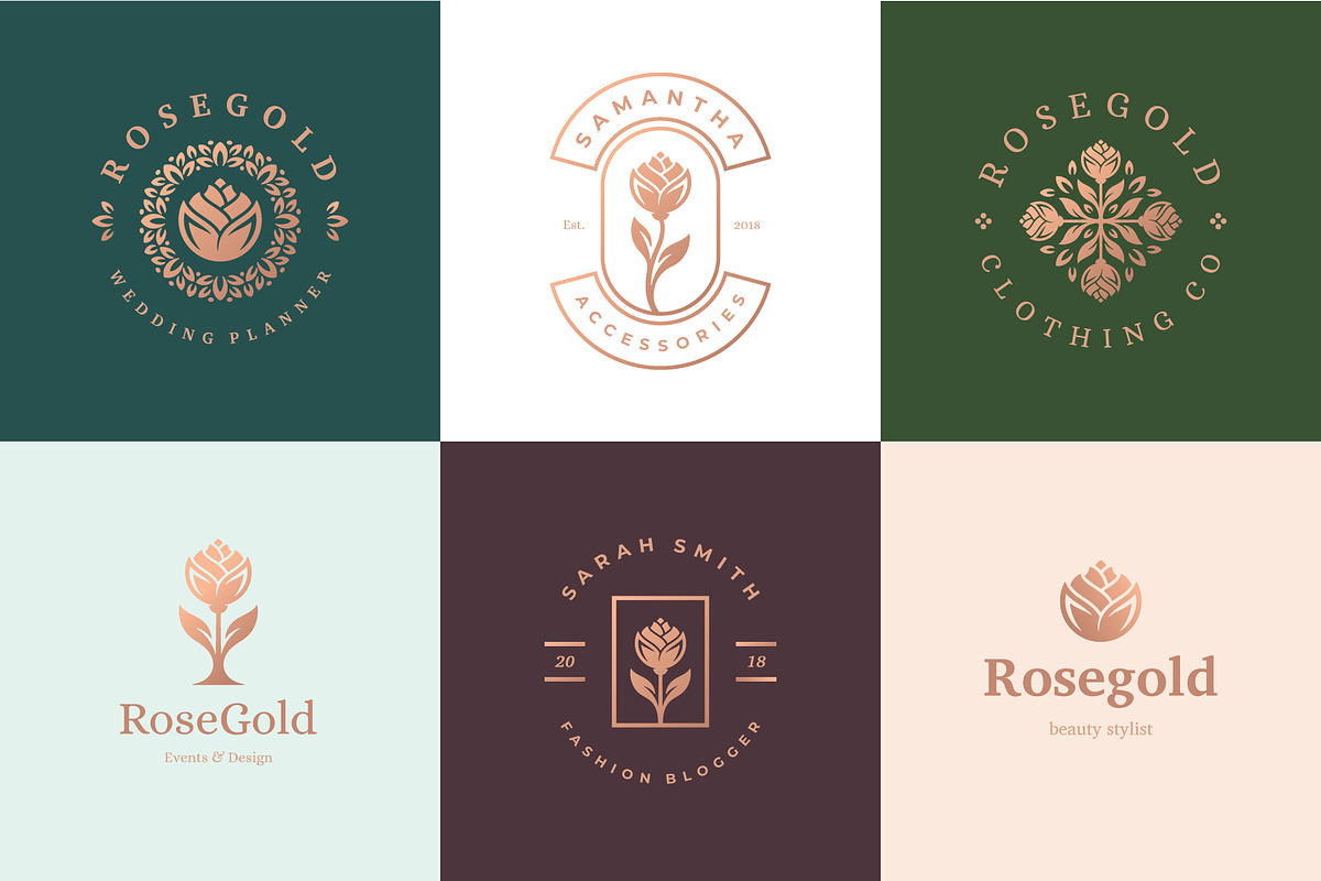 Rose Gold Logo Combinations in Logo Templates - product preview 8