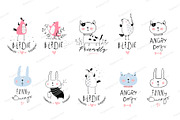 Animals Fun and Cute Logo Collection