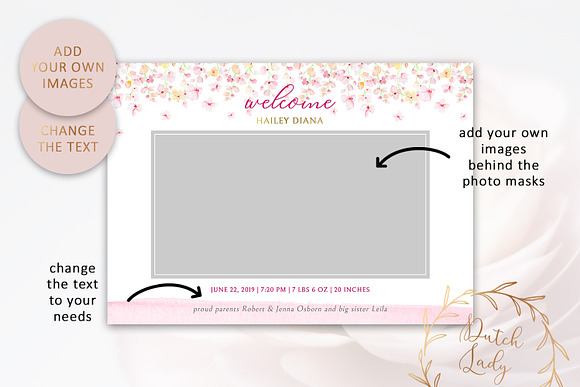 Birth Announcement Card Template #2 in Card Templates - product preview 1