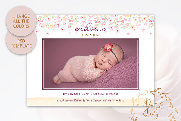 Birth Announcement Card Template #2 in Card Templates - product preview 2