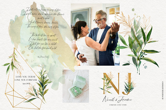 Shades of Green Watercolor Clipart in Illustrations - product preview 3