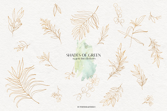 Shades of Green Watercolor Clipart in Illustrations - product preview 9