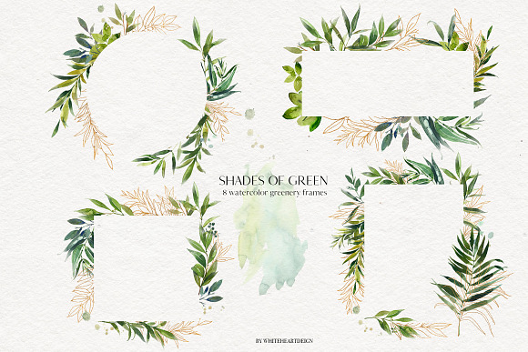 Shades of Green Watercolor Clipart in Illustrations - product preview 14
