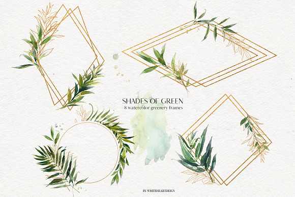 Shades of Green Watercolor Clipart in Illustrations - product preview 15