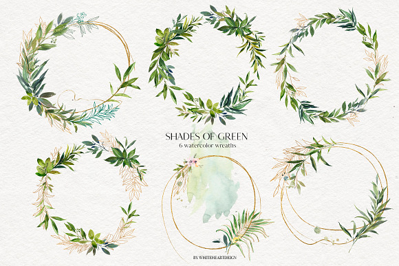 Shades of Green Watercolor Clipart in Illustrations - product preview 16