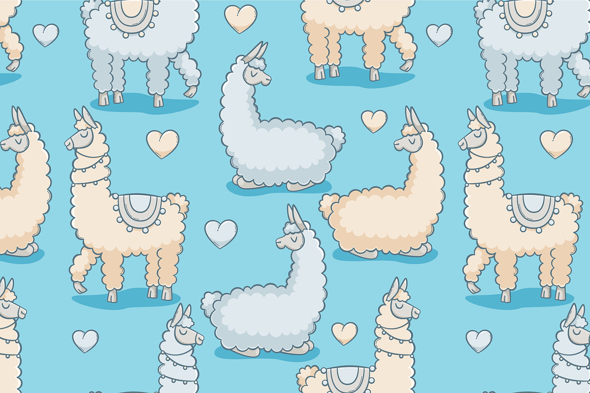 Llama, vector seamless pattern in Patterns - product preview 8