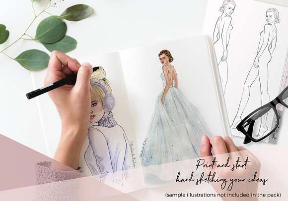 Fashion figure- Over the shoulder in Illustrations - product preview 5