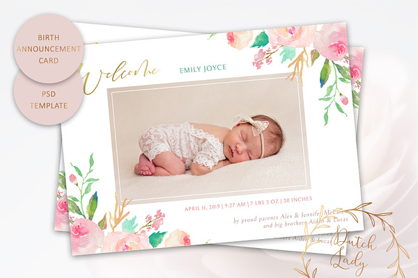 Birth Announcement Card Template #3