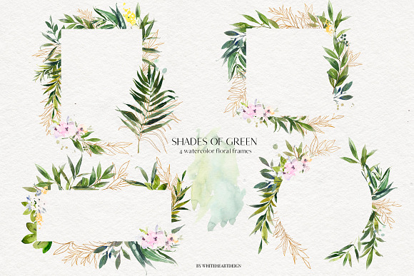 Shades of Green Watercolor Clipart in Illustrations - product preview 21