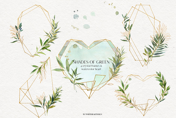 Shades of Green Watercolor Clipart in Illustrations - product preview 22