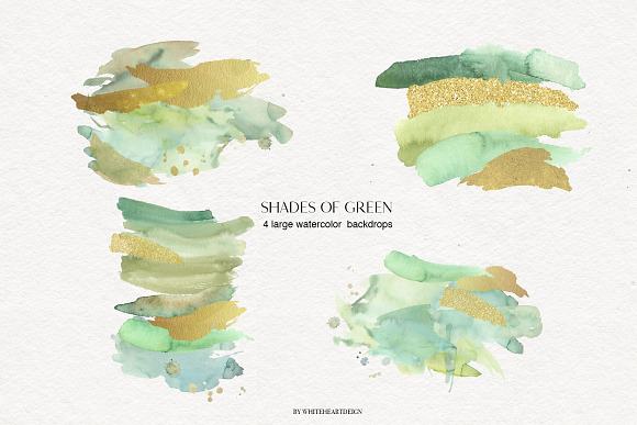Shades of Green Watercolor Clipart in Illustrations - product preview 23